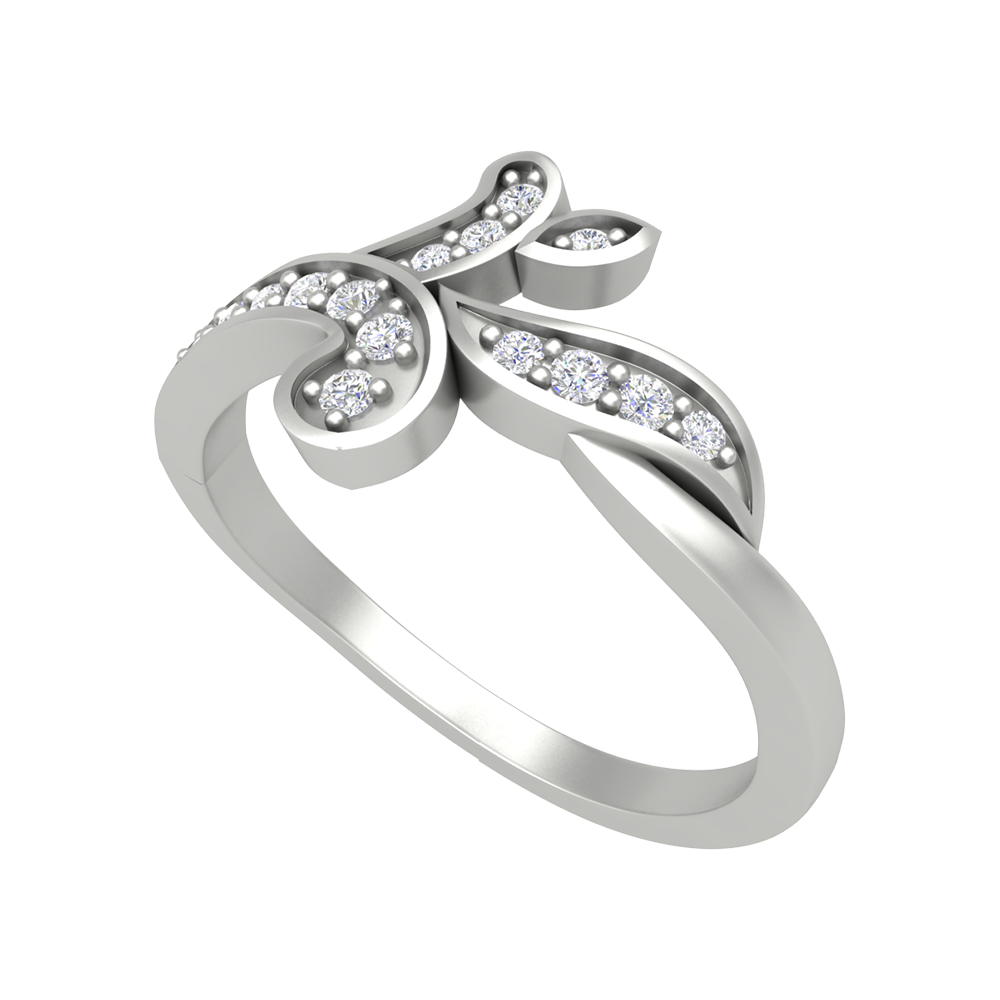 Petals & ferns Diamond Ring-Color_White-Gold