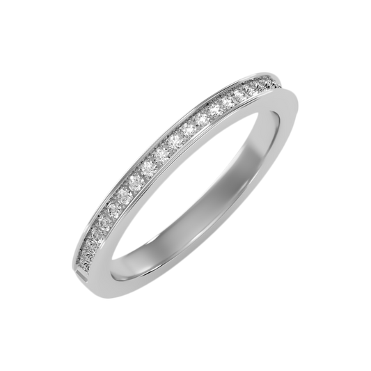 Elegant Half Eternity Wedding Band-Color_White-Gold