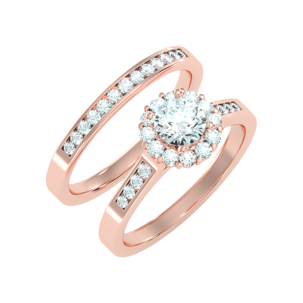 Lustrous Bridal Ring Set-Color_Rose-Gold