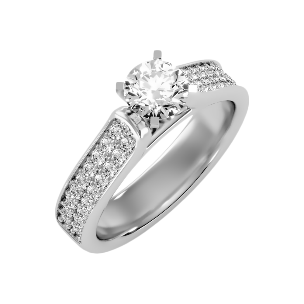 Unique Solitaire Ring-Color_White-Gold