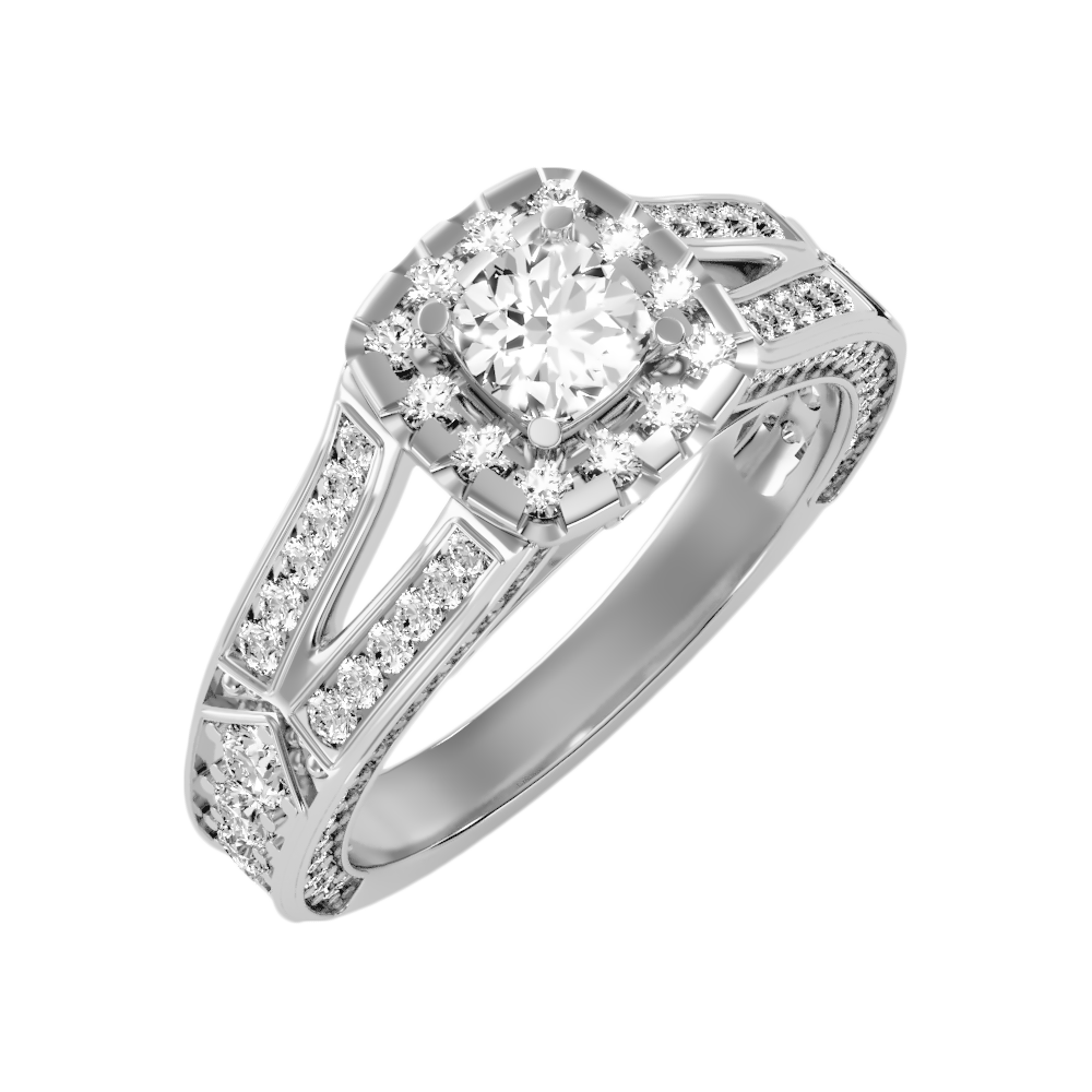Gilded Solitaire Ring-Color_White-Gold