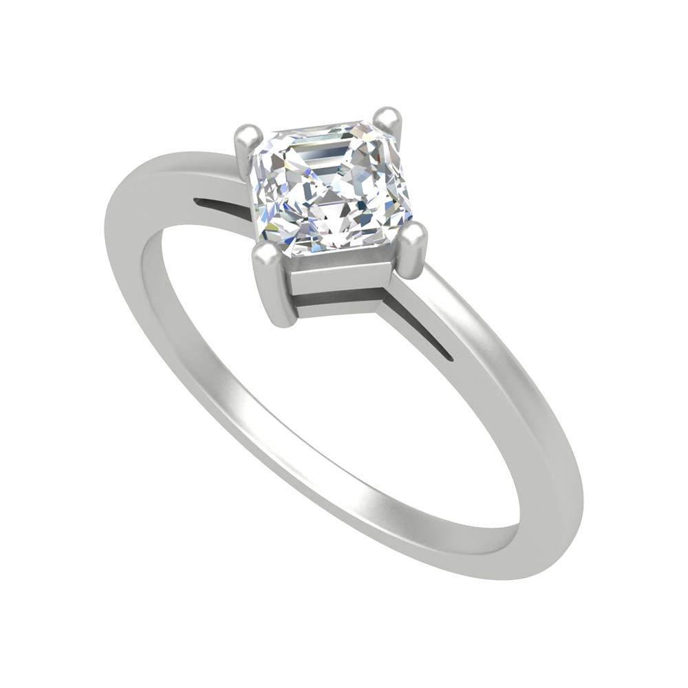 Vintage Inspired Solitaire Ring-Color_White-Gold