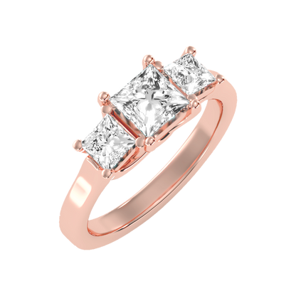 Sparkling Diamond Tri Stone Ring