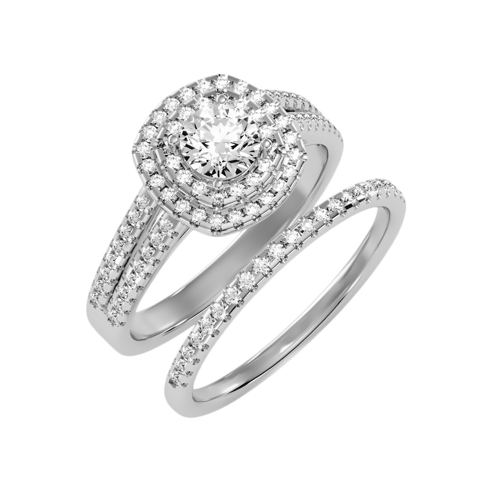 Stream Bridal Ring Set-Color_White-Gold