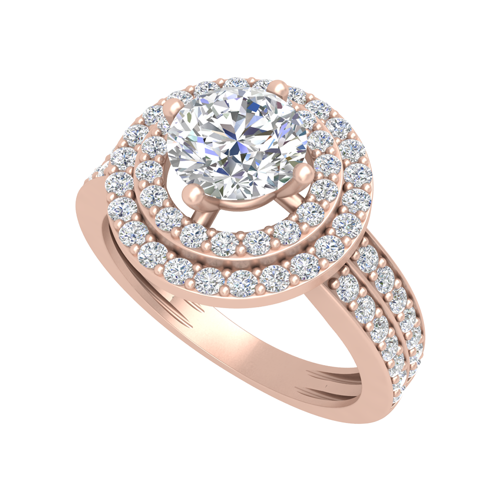 Classy Halo Solitaire Ring-Color_Rose-Gold