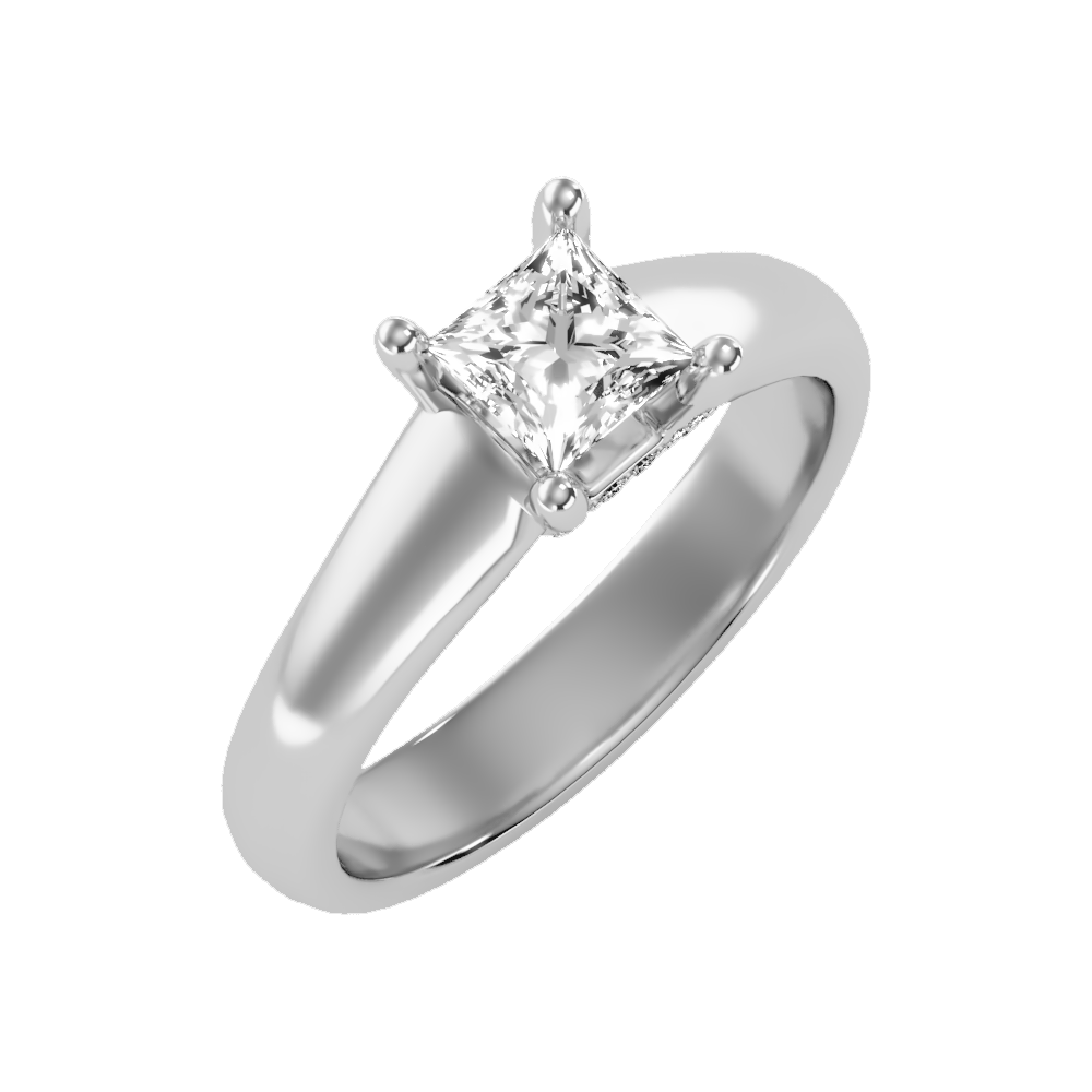 Gleaming Solitaire Ring-Color_White-Gold