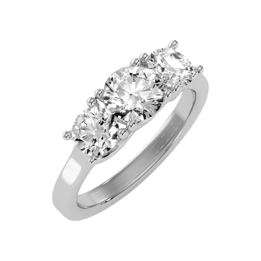 Gentle Three Stone Ring-Color_White-Gold