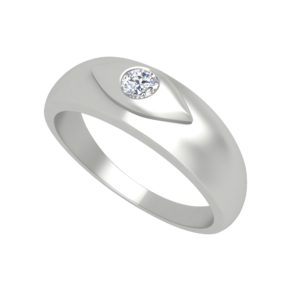 Classic Row Single Stone Ring-Color_White-Gold