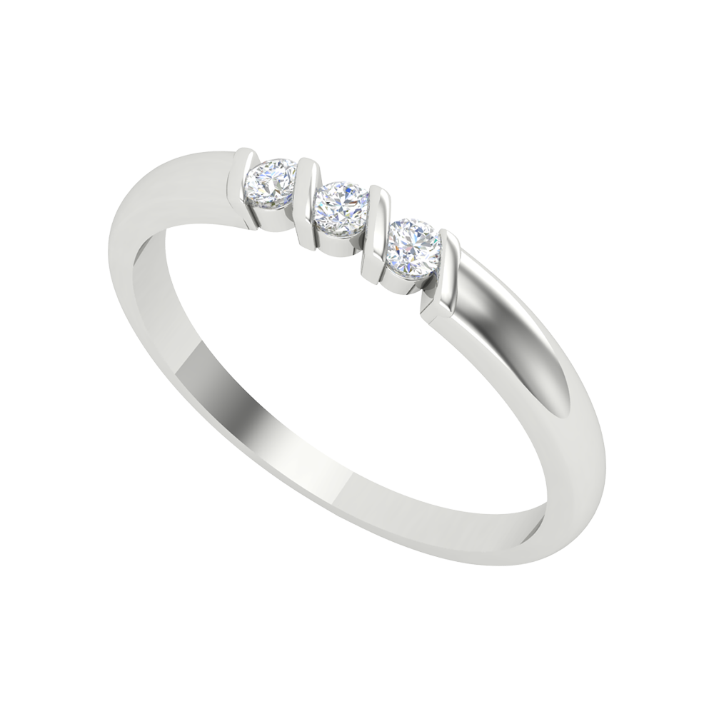 Beautiful Gala Tri Stone Ring-Color_White-Gold