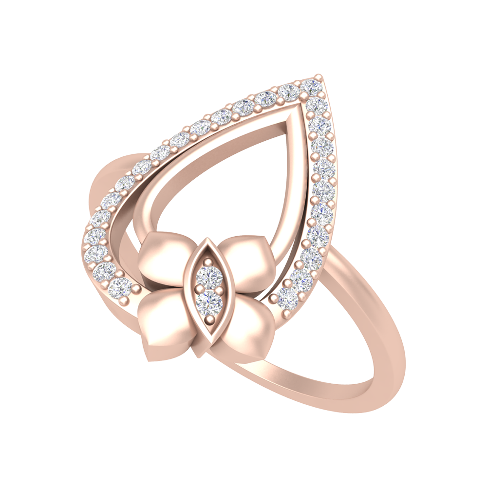 Butterfly - Droplet Shaped Diamond Ring-Color_Rose-Gold