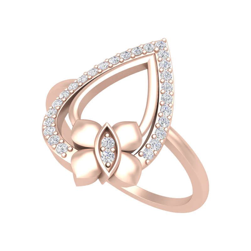 Butterfly - Droplet Shaped Diamond Ring-Color_Rose-Gold