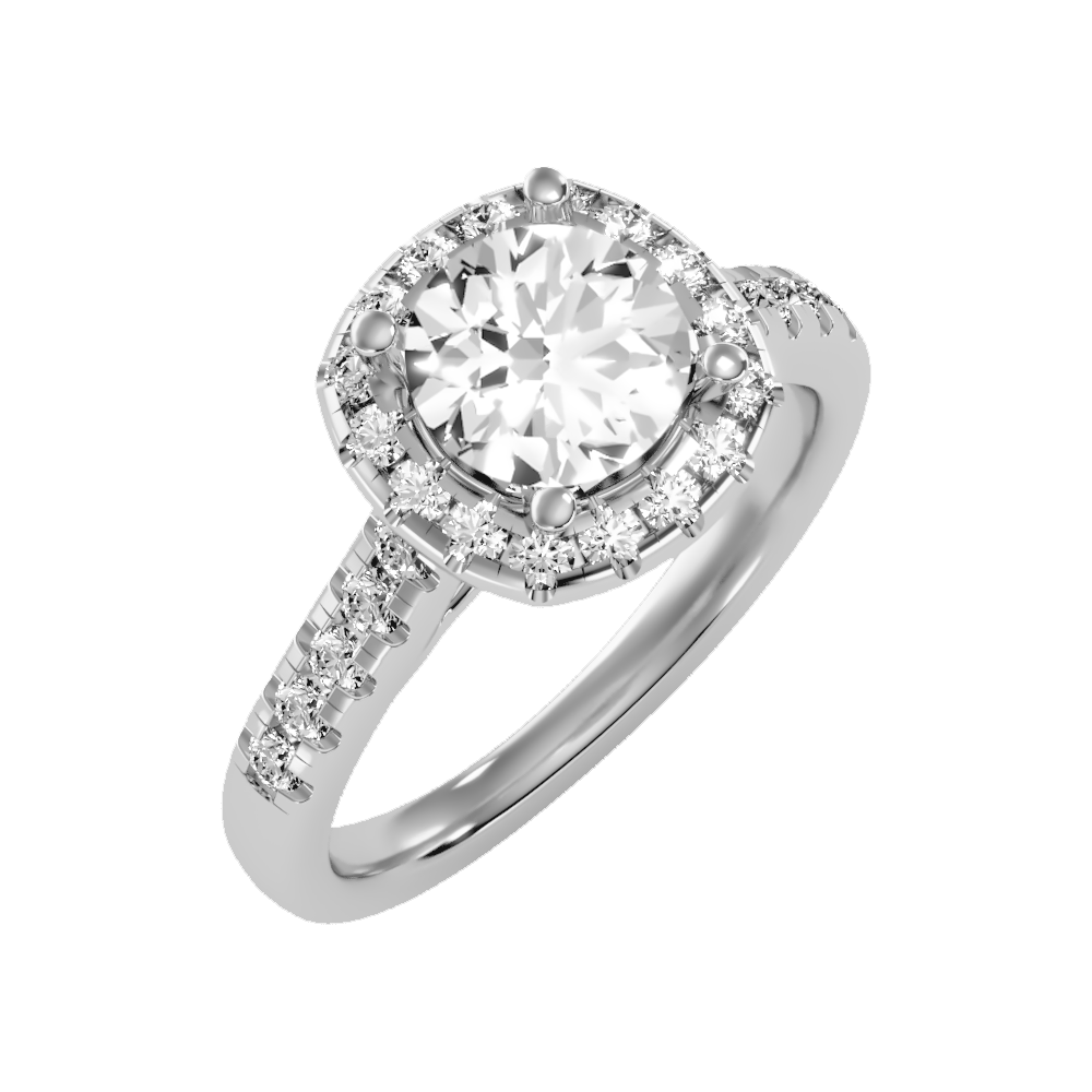 Cultivated Halo Solitaire Ring-Color_White-Gold