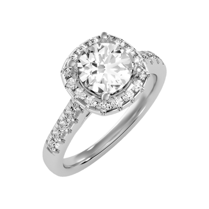 Cultivated Halo Solitaire Ring-Color_White-Gold