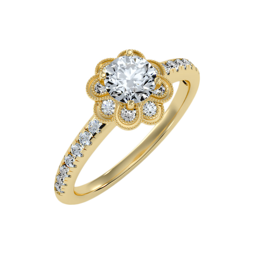 Flower Shaped Gold & Diamond Ring