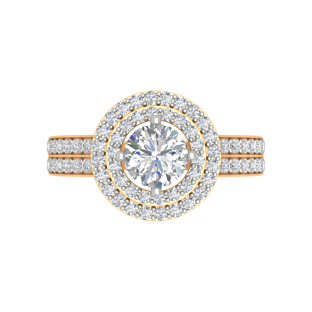 Classy Halo Solitaire Ring-Color_Yellow-Gold