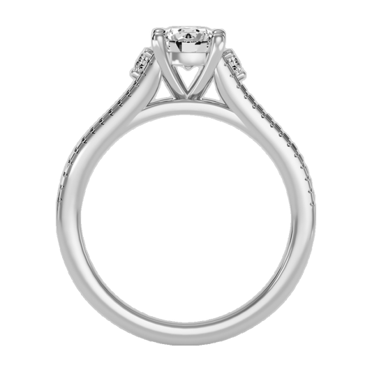 Half Moon Solitaire Ring -Color_White-Gold