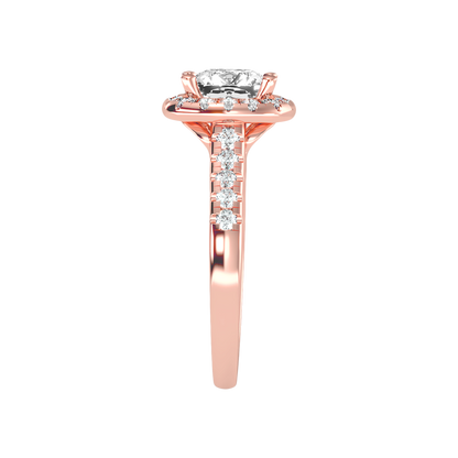 Cultivated Halo Solitaire Ring