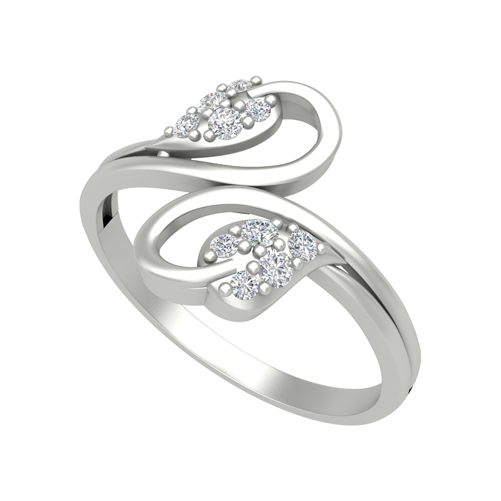 Dual Leaves Diamond Band