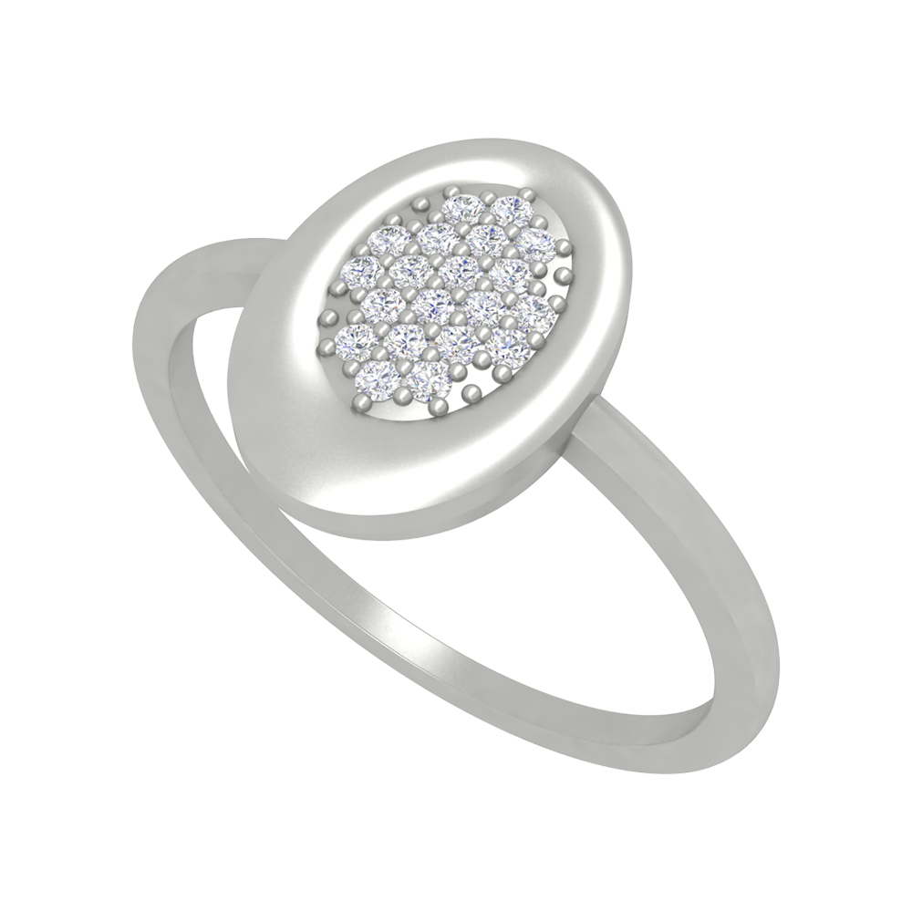 Oval Studded With Diamonds-Color_White-Gold