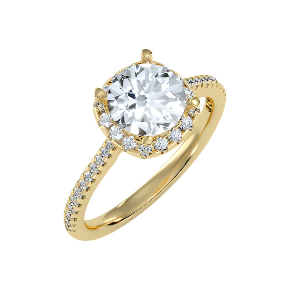 Comely Halo Solitaire Ring-Color_Yellow-Gold