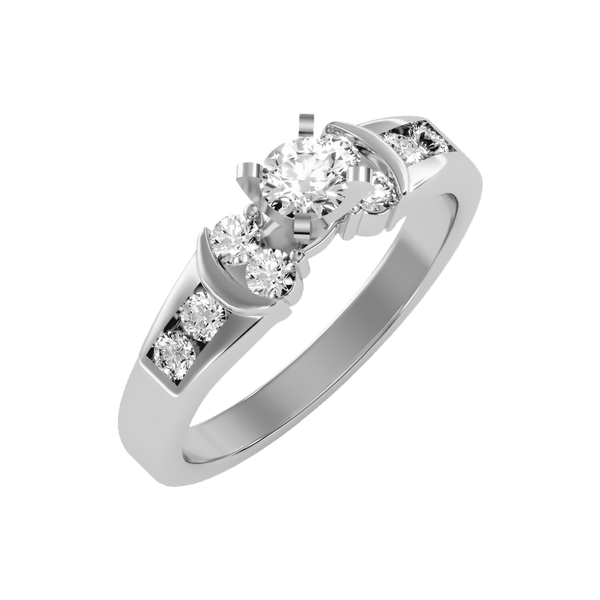Artistic Solitaire Ring-Color_White-Gold