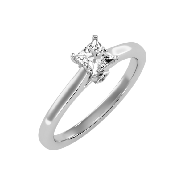 Luxuriant Princess Cut Solitaire Ring-Color_White-Gold