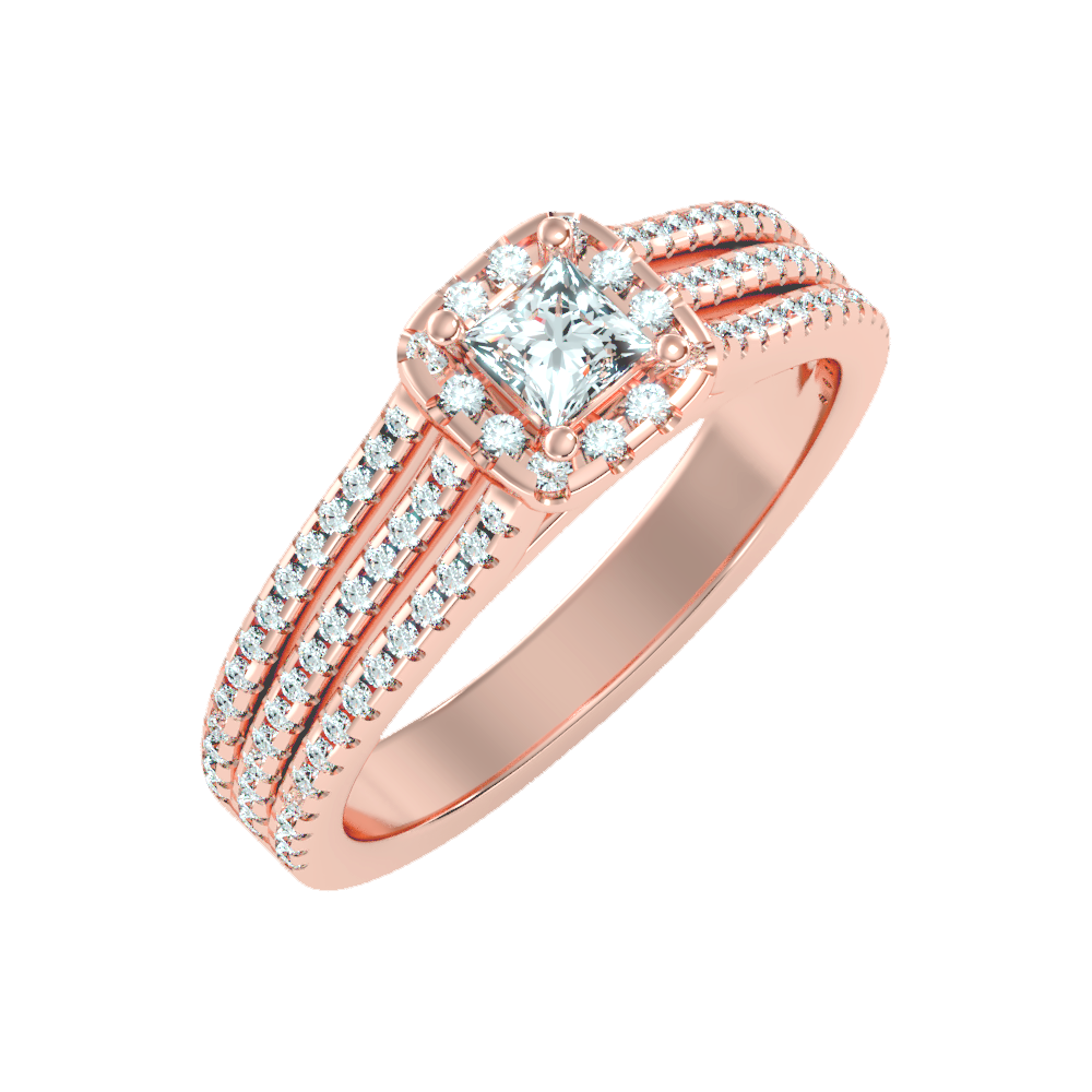 Rustic Halo Solitaire Ring-Color_Rose-Gold