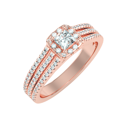 Rustic Halo Solitaire Ring-Color_Rose-Gold