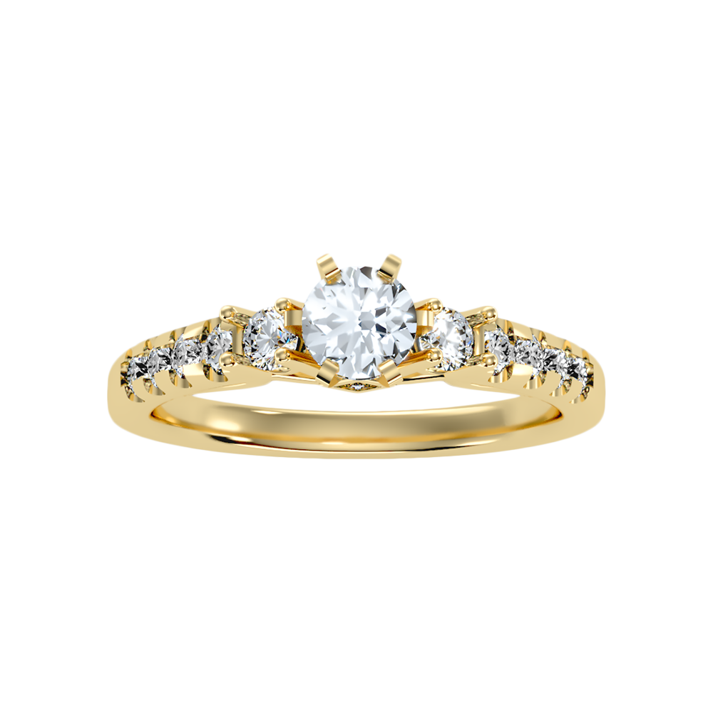 Florosent three Stone Diamond Engagement Ring