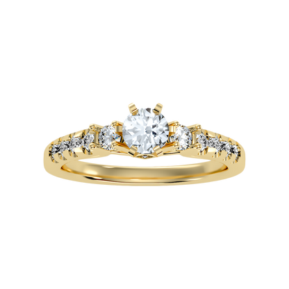 Florosent three Stone Diamond Engagement Ring