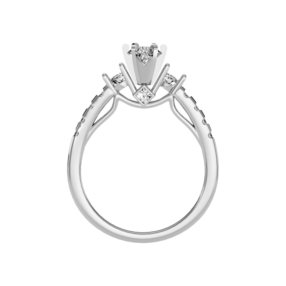 Florosent three Stone Diamond Engagement Ring