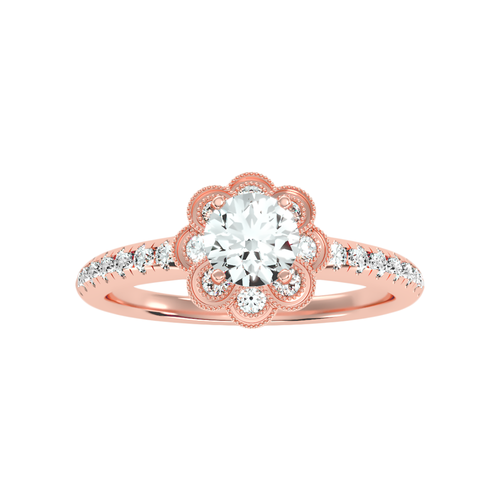 Flower Shaped Gold & Diamond Ring