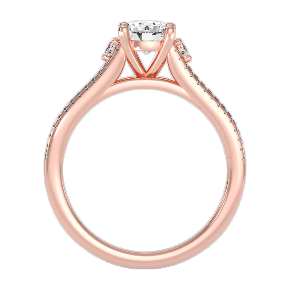 Half Moon Solitaire Ring -Color_Rose-Gold