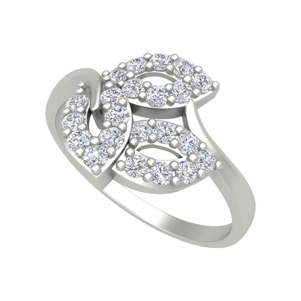 Tri - Leaves Diamond Ring