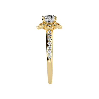 Flower Shaped Gold & Diamond Ring