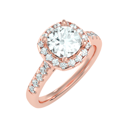 Cultivated Halo Solitaire Ring-Color_Rose-Gold