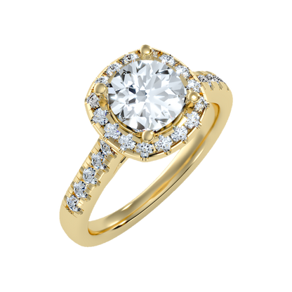 Cultivated Halo Solitaire Ring-Color_Yellow-Gold