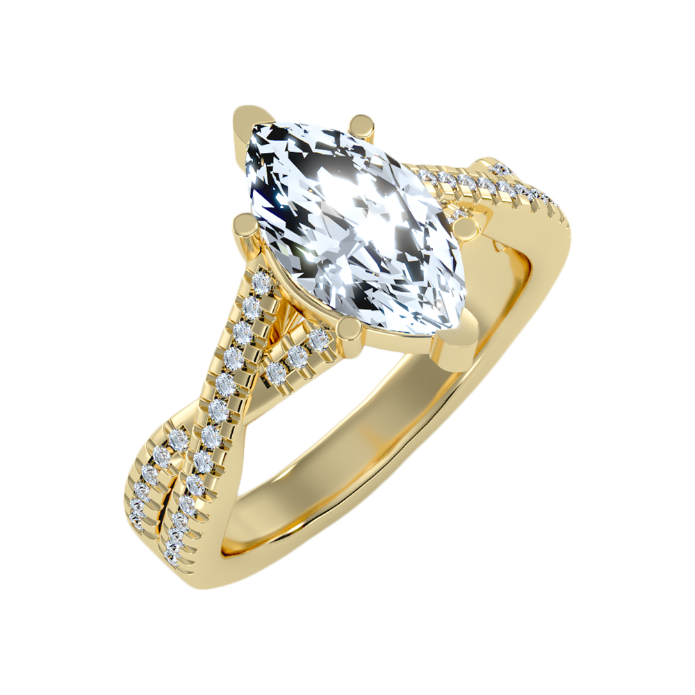 Dainty Marquise Shaped Solitaire Ring-Color_Yellow-Gold