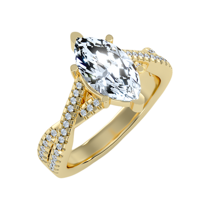 Dainty Marquise Shaped Solitaire Ring-Color_Yellow-Gold