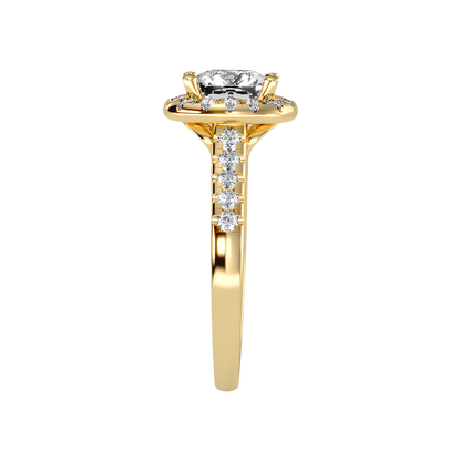 Cultivated Halo Solitaire Ring