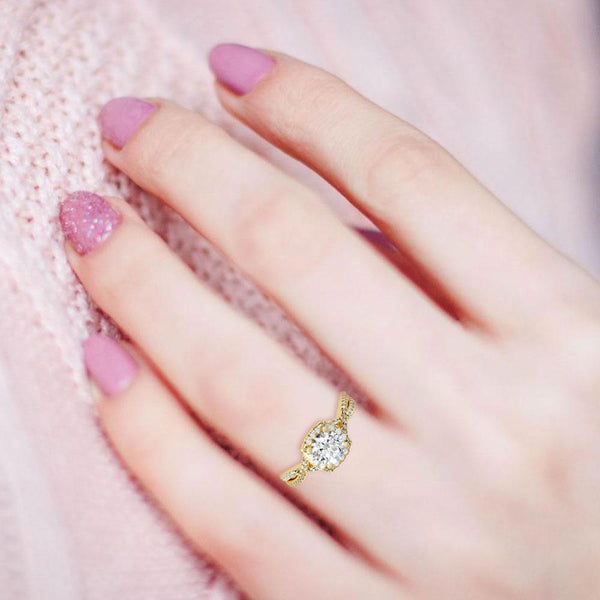 Serene Halo Solitaire Ring