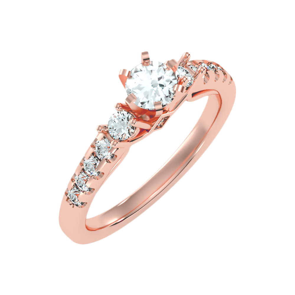 Florosent three Stone Diamond Engagement Ring-Color_Rose-Gold