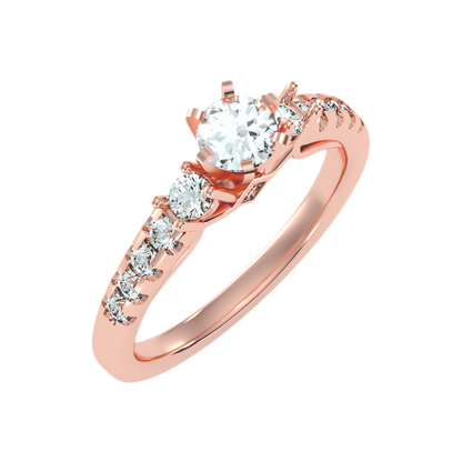 Florosent three Stone Diamond Engagement Ring-Color_Rose-Gold