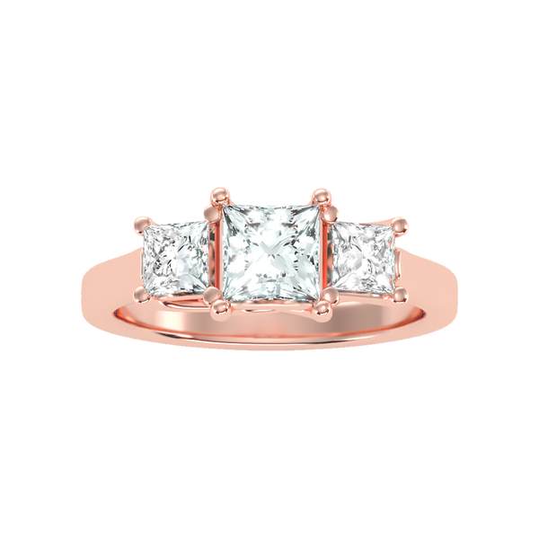 Sparkling Diamond Tri Stone Ring