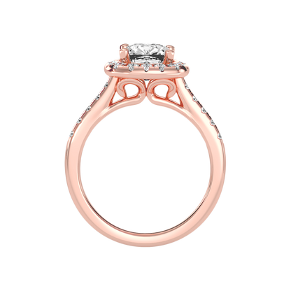 Cultivated Halo Solitaire Ring