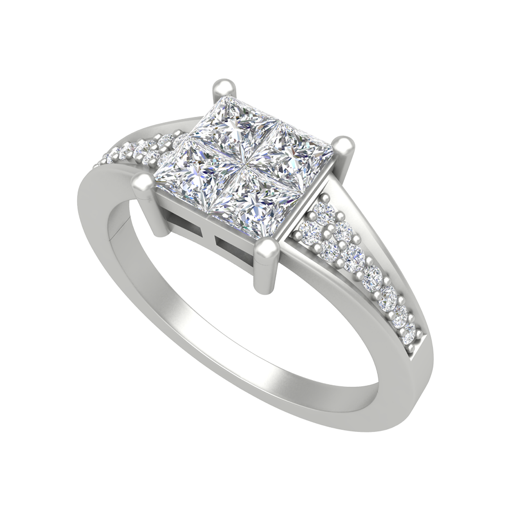 Fue Princess Solitaire Ring-Color_White-Gold