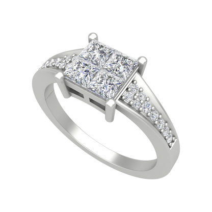 Fue Princess Solitaire Ring-Color_White-Gold