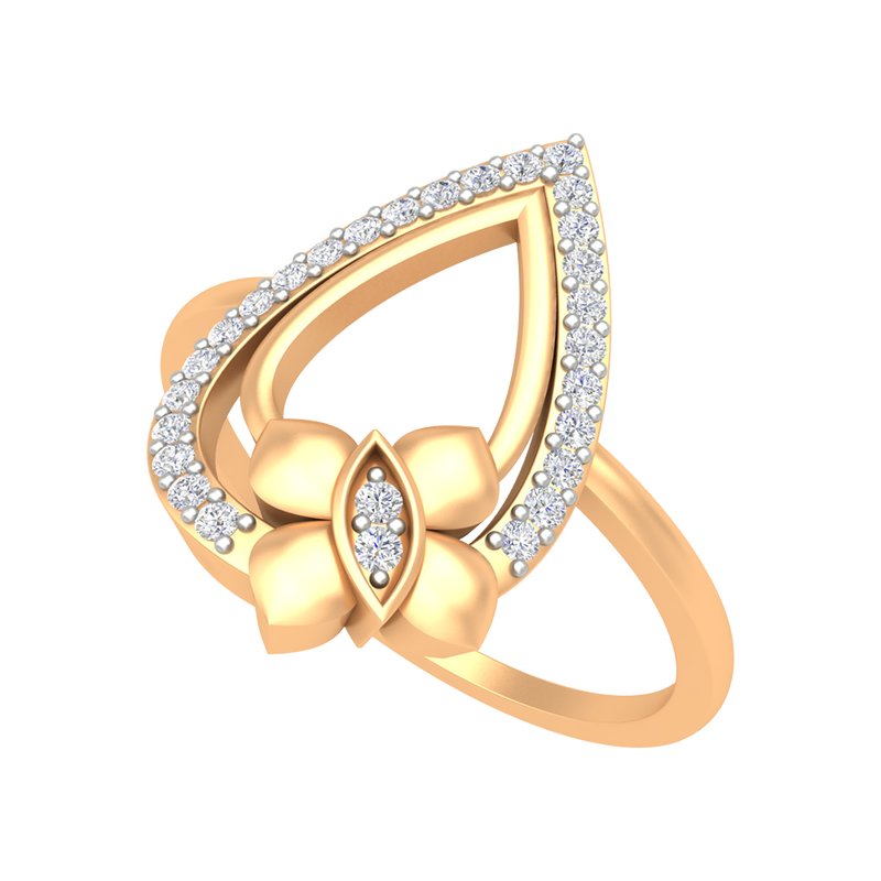 Butterfly - Droplet Shaped Diamond Ring-Color_Yellow-Gold