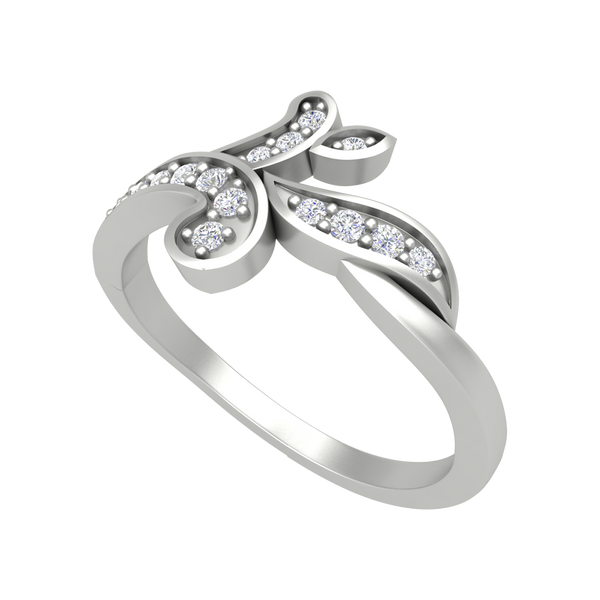 Petals & ferns Diamond Ring-Color_White-Gold