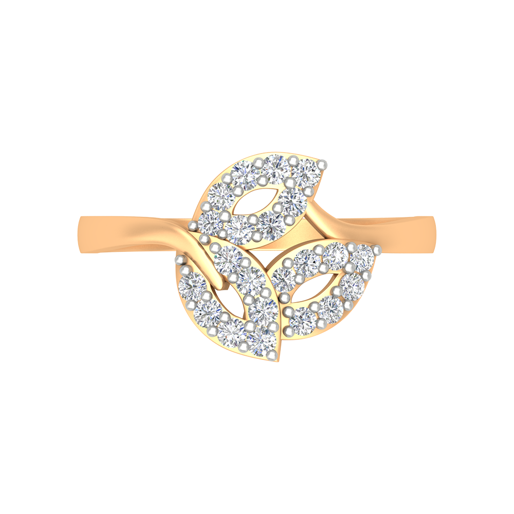 Tri - Leaves Diamond Ring